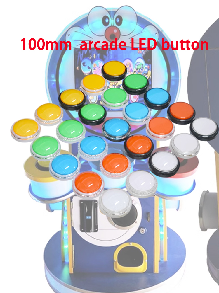 Arcade Game Jackpot - 12V アーケード LED ボタン 100mm プレーンラウンドボタンゲーム機アクセサリーは子供用ゲームコンソールに使用されます